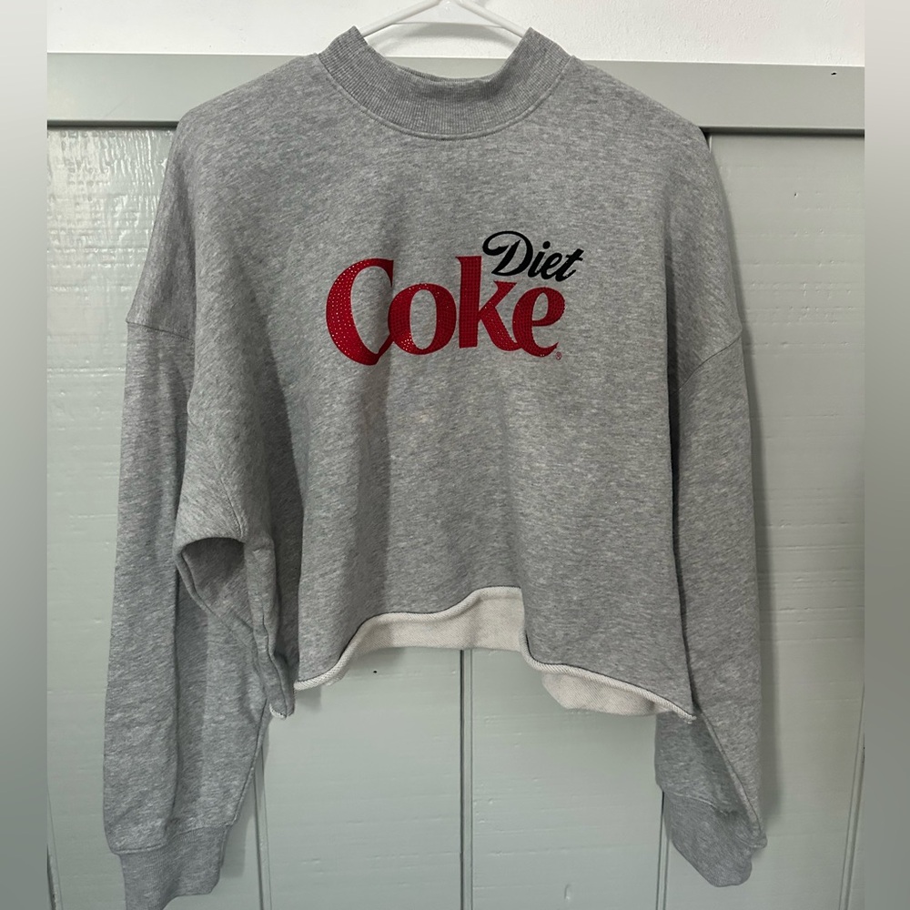 Forever 21 Gray and Red Cropped Sweatshirt